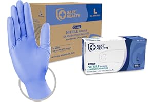 Safe Health Guanti Monouso da esame in Nitrile Azzurro Taglia L | 1000 pezzi | Senza polvere Senza lattice | Ipoallergenici Per alimenti Usa e getta Medico CE EN374 EN455 | 3,5 Mil