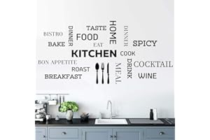 WALL4STICKERS Kitchen Wall Sticker Quote Motivational Lettering Home Wall Decor Vinyl Decal Mural Art Interior Design Living Room Stickers transfers Quotes Family Stencils Decoration Positive Removable Word
