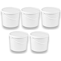 Seau Rond Blanc 5,6 Litres Avec Couvercle - Plastique Alimentaire Polyvalent Pour Stockage, Jardinage, Produits