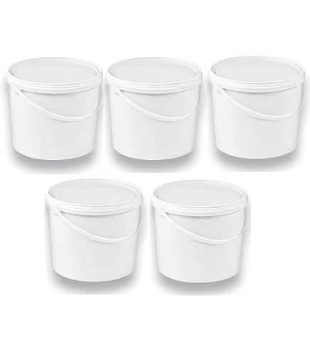 Silplast 10 secchi da 30 litri con coperchio bianco, 10 pezzi, impilabili per latte/scorta, secchio in plastica per alimenti per farina, secchio per acqua