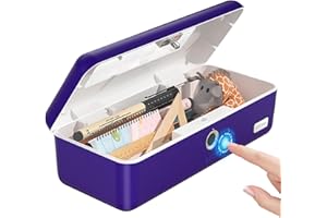 AICase Biometric Fingerprint Storage Box,AICase Portable Cash Jewelry Security Case Lock Box Safe,Combination Lock for Car, Home,Office Travel Small-Blue