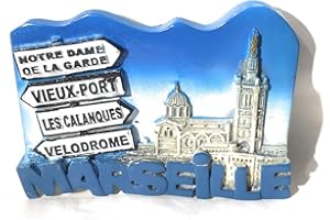 Pec as de coeur - Magnet Marseille - Notre Dame de la Garde, Le Vieux-Port, Les calanques, Vélodrome - Multicolore - 7x6 cm