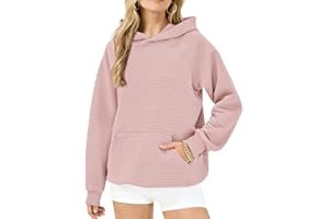 GRMLRPT Bluza z kapturem, damska bluza z kapturem, na co dzień, z kieszeniami, ściągaczem, jednokolorowa, z długim rękawem, luźna bluzka (wielokolorowa, S-XXL)