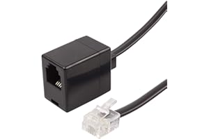 ecabo Alargador modular de 10 m – Cable alargador de teléfono – RJ11 macho a RJ11 hembra – Western Macho/Hembra – 4 hilos 6P4C – RDSI – para AB, fax, teléfono, color negro