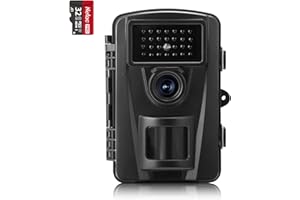 Coolife 28MP 1520P HD cámara de Caza Velocidad de Disparo 0,2s y 27 Piezas Infrarrojos LED de 940 NM, cámara de Caza Nocturna IP66 Impermeable al Agua y al Polvo con Tarjeta 32 G (Negro)