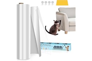 Strehknewen Lámina para rascar Gatos autoadhesiva, 30 cm x 5 m, Transparente, protección contra arañazos, sofá o Gato, Incluye espátula y 4 chinchetas, Protector de arañazos para sofá, Puerta, Pared