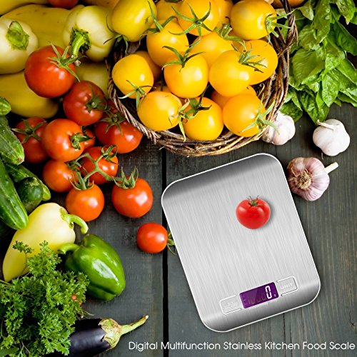 Digitale Küchenwaage,Splaks Hohe Präzision Electronische Waage Digitalwaage Briefwaage mit großem LCD-Anzeige und einem rostfreien Platform zum Messen von Zutaten wie Gewürzen,Mehl,Reis,Briefen und Briefmarken-Silbrig - 7