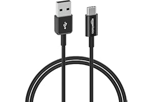 Amazon Basics USB-C to USB-A 2.0 Fast Charger Cable, 480Mbps Speed, USB-IF Certified, for Apple iPhone 16/15, iPad, Samsung Galaxy, Tablets, Laptops, 0.9 m, Black