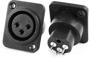 Sourcingmap® 2 stycken, ljud, mikrofon XLR 3-polig uttag chassi panel Mount sockel, svart de
