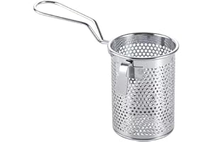 XILENY Cestello per Pasta Fritte in Acciaio Inox, per Pasta e Gnocchi，pentola Calda(Diametro 8 cm Altezza 7 cm)