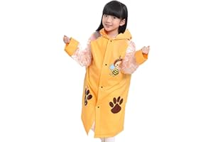 es-uk Kids Waterproof Poncho Boys Girls Raincoats Kids Rain Mac in a Bag Rain Cover with Backpack Space