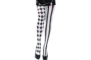 VILITI Black and White Striped Tights,Girls Halloween Clown accessories Stripy Stockings Women Adults Jester Tight Stripe Tights Halloween Ladies Clown Dress Accessories,for Halloween Cosplay (A)