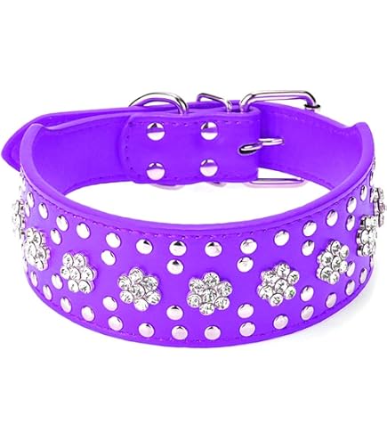 Hundehalsband Mit Strass - 5 Cm Breit, 5-reihig, Verstellbar (M: 43-50 Cm), Aus PU-Leder, In Gold