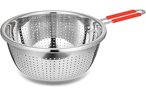 Contiup Scolapasta in acciaio inossidabile 304, grande capacità, colino in metallo con manico, per lavare verdure, frutta e riso e scolare pasta cotta