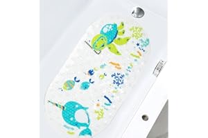 PING PONG BALLS Fish Pattern Kids Bath Mat 70cm x 38cm L x W Non Slip Absorbent Anti Mould Bathroom Rug Washable for Babies Toddlers Shower Tub Bathroom Decor