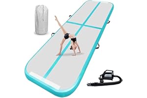 AIRTRACK MATTE Tappetino da palestra gonfiabile, altezza 10/20 cm, lunghezza 3 m/4 m/5 m/6 m/7 m/8 m/9 m/10 m/11 m/12 m, per acrobazie, ginnastica, allenamento, con pompa ad aria