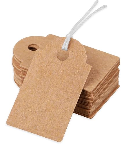 Pack 200 étiquettes Cadeaux En Papier Kraft Blanc 4,5x9,5 Cm - Avec 40 M De Ficelle Jute - Pour Mariage, Baptême, Prix, Vêtements DIY - 10
