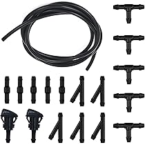Windshield Washer Hose Kit, 4mm Black 3 Meter Washer Fluid Hose 3mm 3