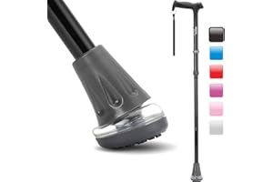 HEALTHBAZAAR All Terrain Folding Walking Stick, Walking Sticks for Elderly & Adults, Pivot Tip and Heavy Duty Mobility Aid, Collapsible Stick for Men & Ladies