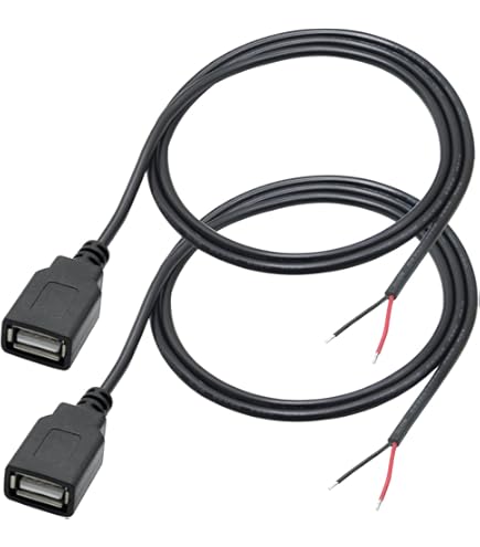 Maixbomr Short USB A Male 2 Pin Bare Wire,30cm/11.8in USB A 12V/3A Pigtail Open End Power Cable,for And USB Equipment Installed Or Replace Repair DIY