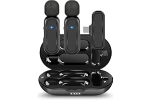 Ryzwoc Lavalier Mikrofon Wireless für USB C Smartphone, 2,4GHz Wireless Mikrofon, Plug-Play Ansteckmikrofon Kabellos für Aufnahme,Live Streaming,YouTube,TikTok【2 Sender】