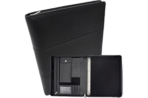 SAFEKEEPERS Carpeta para conferencias de piel, con cremallera, tamaño A4, libro de anillas de piel, regalo para él