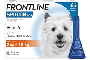 FRONTLINE Spot On Flea & Tick Treatment for Small Dog (2-10kg) 6 Pipettes