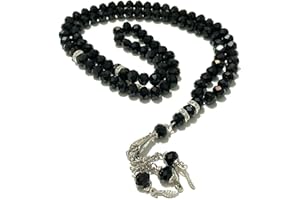 Shoes Lane Tasbih Tazbeeh 99 Crystals Islamic Rosary Beads for Zikr and Dua (Black)