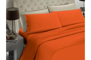 BANZAII TEXTILE INNOVATOR ONLINE Banzaii Completo Lenzuolo Matrimoniale Maxi, Arancio Scuro 100% Microfibra Made in Italy, Lenzuolo Sopra 260 x 290 cm, Lenzuolo Sotto 180 x 200 x 25 cm, 2 Federe 52 x 82 cm