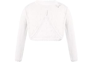 iEFiEL Bambina Bolero a Manica Lunga Neonata Cardigan Elegante con Bottone Coprispalle in Cotone Autunno Abito da Cerimonia Sera Battesimo Giacca Corta Wedding Nozze