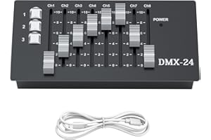 GDJRTTK DMX Controller, 24 Kanäle DMX Licht Controller, DMX 512 Controller Konsole für Lichteffekt Bühnenlicht für Moving-Head-Lichter, Par Lichter, DJ-Lichte, Disco, Stage Light, Concert, Pubs, Live House