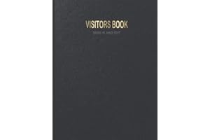 visitors book sign in and out hardcover: Visitors book A4 / Visitor Log Book / Visitor Register / Visitor Sign-in Book - 120 Pages, 8.25" x 11" - Black Leather Look