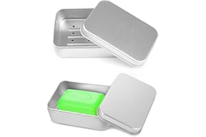 YPYMOD 2 Pezzi Portasapone in Alluminio, Portasapone Bagno, Portasapone da Viaggio, Porta Saponetta in Alluminio con Griglia Sgocciolatoio, Porta Sapone Solido Portatile, per Casa, Viaggi, Campeggio