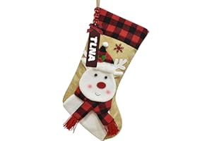 FiveMileBro Personalisiert Weihnachtsstrümpfe mit Namen (selbst beschriftbar, Nicht gedruckt) -Großer Nikolausstrumpf als hängende Stockings Deko für Kamin, Weihnachtsbaum & Familienfeier (Rentier)