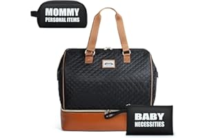 Lekebaby Baby Changing Bag Maternity Bag Large Nappy Changing Bags for Mom and Dad with 2 Organizer Pouches 1 Changing Mat Mommy Tote Bag Hospital Bag,Quilted Black