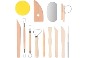 NEXMEE 13 Outils en Argile pour Sculpture et Modelage, Kit d'Outils de Poterie, Outils en Bois et Métal pour Argile à l'Air et Débutants en Poterie, Sculpture Céramique, Sculpture, Sculpteur