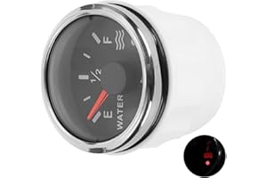 ARAMOX Indicatore del livello dell'acqua, 52 mm/2 pollici Indicatori del livello dell'acqua 9‑32 V CC Smart Alarm per Marine Boat RV 0-190 ohm Sensore europeo(Nero)