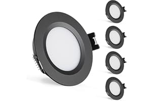 Gr4tec Spot LED Encastrable 12V Camping Car Dimmable, 3W Spots de Plafond 3000K Blanc Chaud 240LM, Alu Plafonnier Extra Plat Trou 58-62mm, IP44 Spot LED Salle de Bain pour Caravane Bateau, Lot de 4