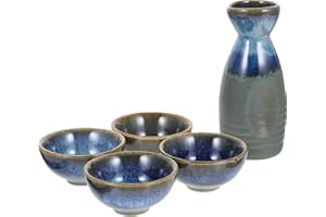 DOITOOL Juego De Sake Japonés 1 Botella Cerámica Y 4 Copas Juego De Recipientes Para Sake Para Hogar Restaurante Fiesta Regalo