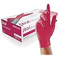 Unigloves Red Pearl Nitrile Examination Gloves - Multipurpose, Powder Free and Latex Free Disposable Gloves - Box of 100 Gloves, Red, Medium (GP0063)