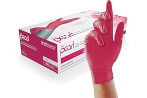 Unigloves Red Pearl Guantes de examen de nitrilo - Guantes desechables multiuso, sin polvo y sin látex - Caja de 100 guantes, color rojo, medianos (GP0063)