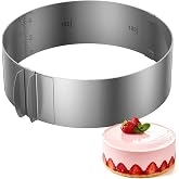 Vonsera Cakes Adjustable Round Ring Pastry Ring 6 to 12 Inches, Stainless Steel Pastry Molds, High Ring for Cakes 5 cm with S