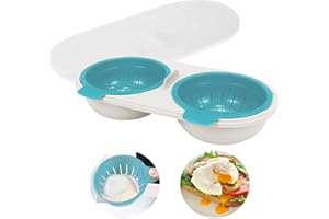 LANKOER Microwave Egg Poachers, Portable Egg Cooker for Microwave, 2 Cavity Silicone Egg Poacher Microwave Egg Cooker, Poached Egg Maker Egg Cooker Kitchen Cooking Gadget, Blue