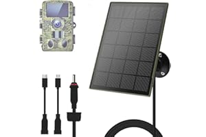 LIFEMOI 1 panneau Solaire 3W/5V,Compatible avec les caméras de chasse 3G/4G,batterie 6000mAh,Type-C/Micro-USB/DC,IP66,Convient aux caméras de chasse sur le terrain,Appareils photo pour mangeoires à oiseaux