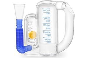 Youmang Espirómetro Incentive de 5000 ml, entrenador pulmonar, entrenador de respiración profunda con indicador de flujo, diseño desmontable para una fácil limpieza, recuperación postoperatoria y