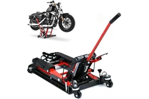 DIFU Elevador de motocicleta de 680 kg, plataforma elevadora de tijeras, elevador hidráulico robusto, duradero con protección