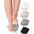 Odluzy Toe Topper No Show Liner Half Socks for Women - Seamless Grip, Non Slip Hidden Toe Covers for Mule - 4 Pairs