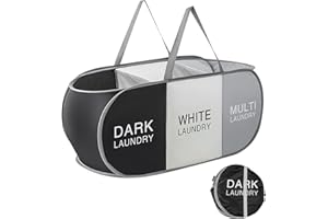 Yiomxhi Cesto Portabiancheria Pieghevole con 3 Scomparti, 99L Grande Porta Biancheria Sporca Pop-Up con Manici, Cesta Panni Sporchi Bucato per Vestiti Lavanderia Bagno Giocattoli Viaggi