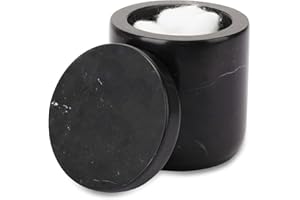 WORHE Natural Marble Canister with Lid for Cotton Balls Cosmetics Makeup Accessories Storage, Vanity Countertop Organizer for Bathroom Bedroom Living Room(DL010)