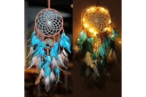 CHMMY Atrapasueños de Unicornio Luz LED,Decoración Romántica,Atrapasueños de Plumas Hechas a Mano,Dream Catcher Decoración para Colgar en la Pared,Dormitorio,Regalo de Cumpleaños (Dreamcatcher-5)